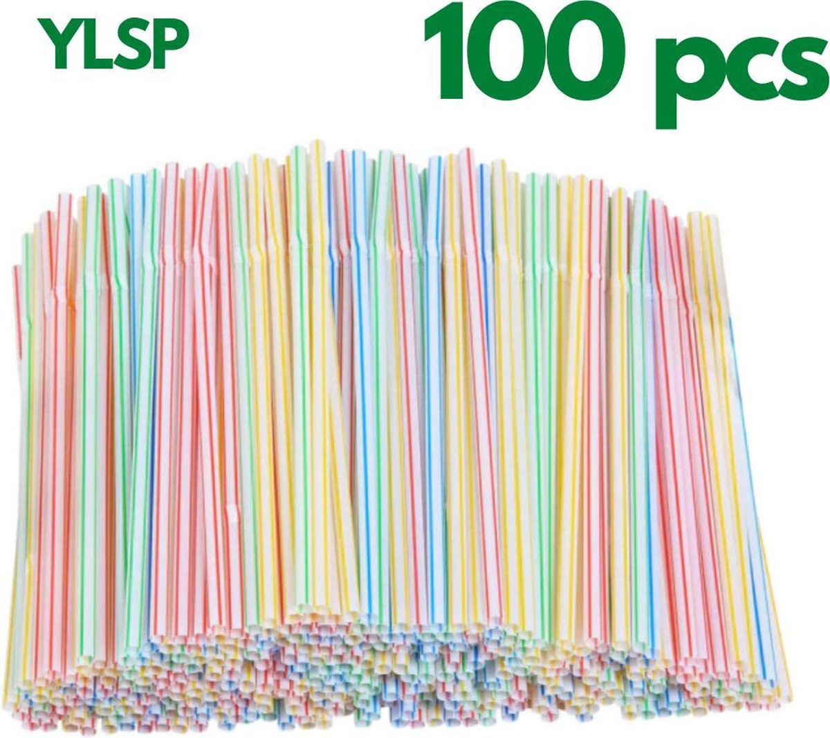 Buigbare plastic wegwerp rietjes | 100 stuks | regenboog | biologisch afbreekbaar